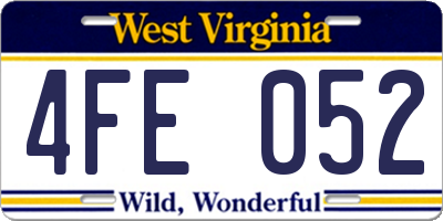 WV license plate 4FE052