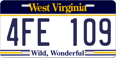 WV license plate 4FE109