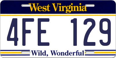 WV license plate 4FE129