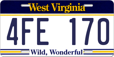 WV license plate 4FE170