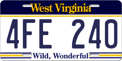 WV license plate 4FE240