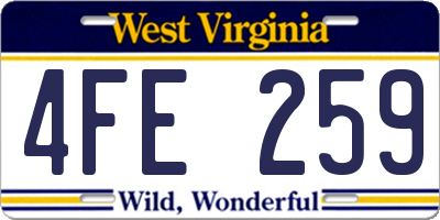 WV license plate 4FE259