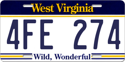 WV license plate 4FE274