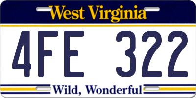 WV license plate 4FE322