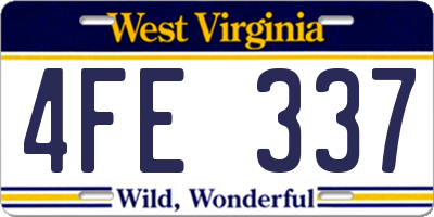 WV license plate 4FE337