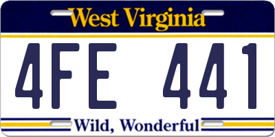 WV license plate 4FE441