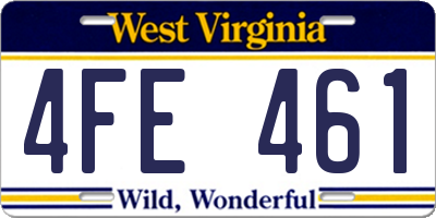 WV license plate 4FE461
