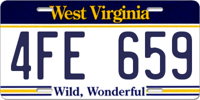 WV license plate 4FE659