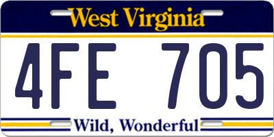 WV license plate 4FE705