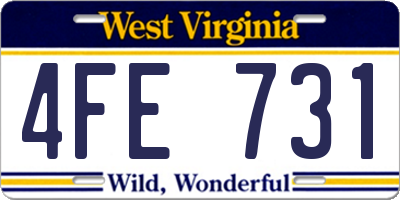 WV license plate 4FE731