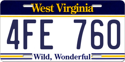 WV license plate 4FE760