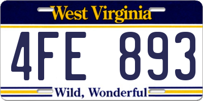 WV license plate 4FE893