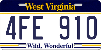 WV license plate 4FE910