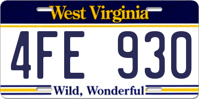 WV license plate 4FE930