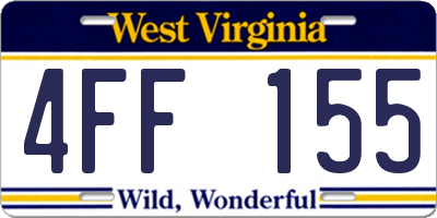 WV license plate 4FF155