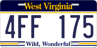 WV license plate 4FF175