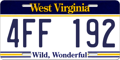 WV license plate 4FF192