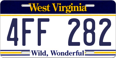 WV license plate 4FF282