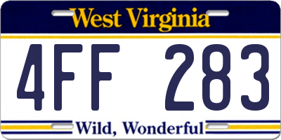 WV license plate 4FF283