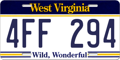 WV license plate 4FF294
