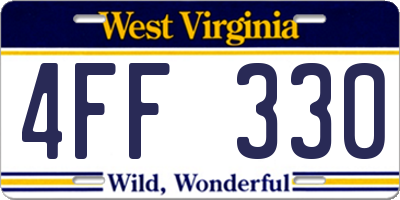 WV license plate 4FF330