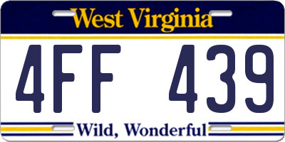 WV license plate 4FF439