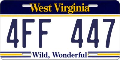 WV license plate 4FF447