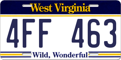 WV license plate 4FF463