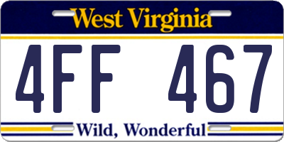 WV license plate 4FF467