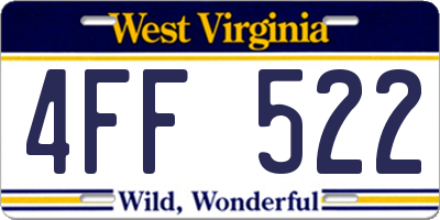 WV license plate 4FF522