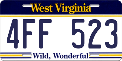 WV license plate 4FF523