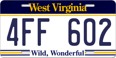 WV license plate 4FF602