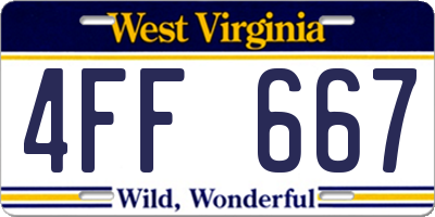 WV license plate 4FF667