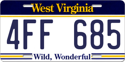 WV license plate 4FF685