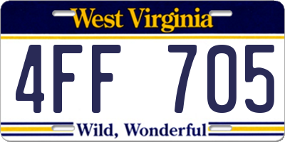 WV license plate 4FF705