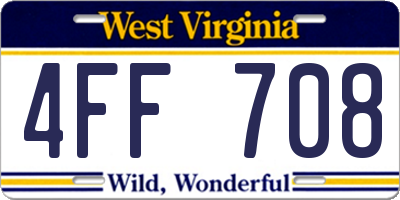 WV license plate 4FF708