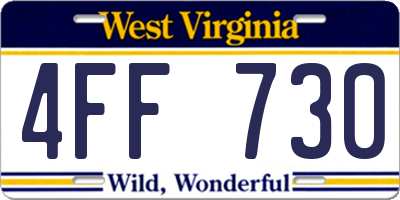 WV license plate 4FF730