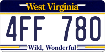 WV license plate 4FF780
