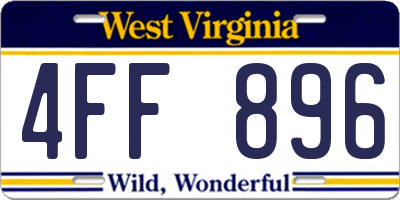 WV license plate 4FF896