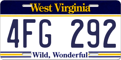 WV license plate 4FG292