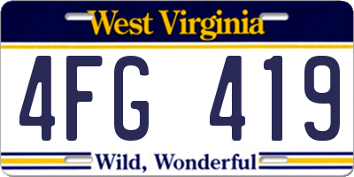 WV license plate 4FG419