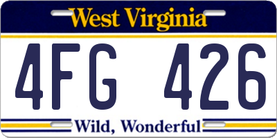 WV license plate 4FG426