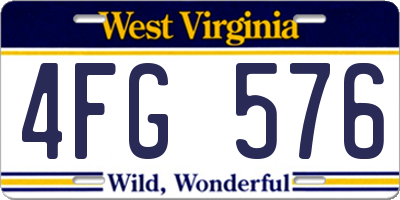 WV license plate 4FG576