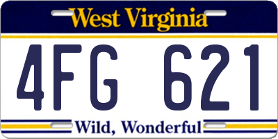 WV license plate 4FG621