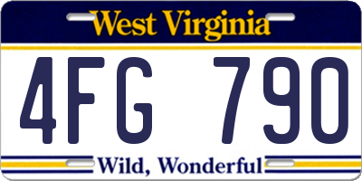 WV license plate 4FG790