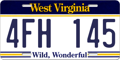 WV license plate 4FH145