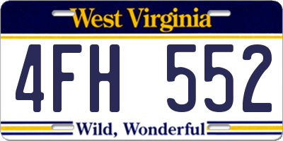 WV license plate 4FH552