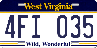 WV license plate 4FI035