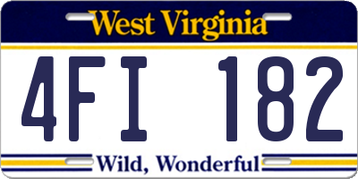 WV license plate 4FI182