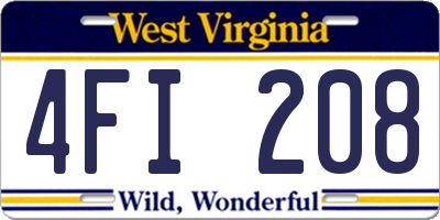 WV license plate 4FI208